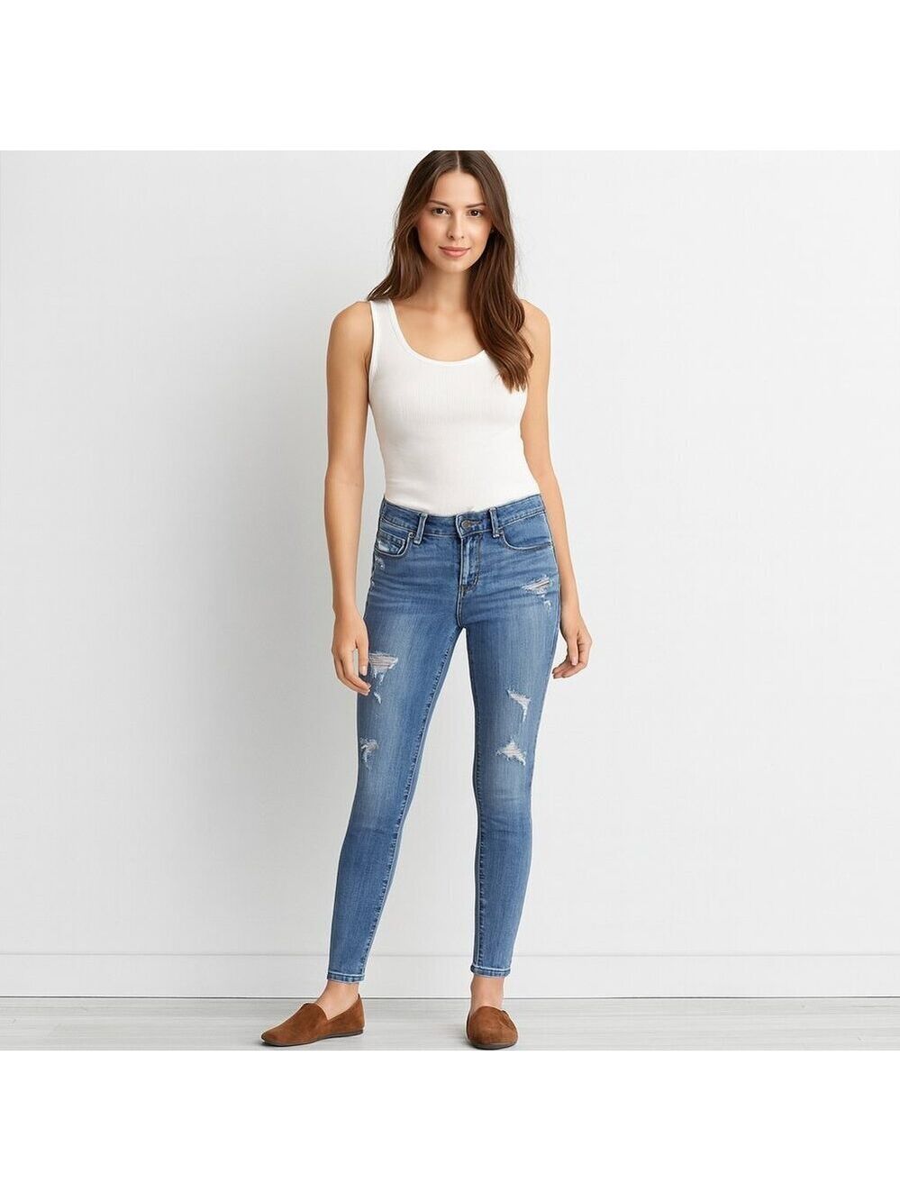 American Eagle Distressed Sparkly Stretch Skinny Jeans Size 6